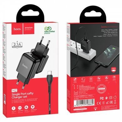 Сетевой блок питания HOCO N2 1USB/2.1A + Type-C black