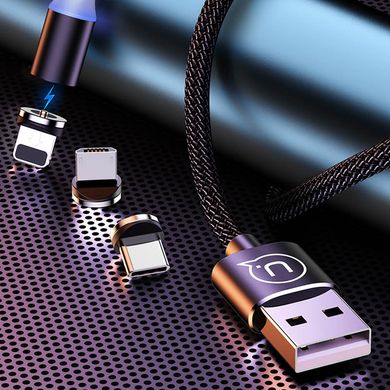 USB кабель магнитный Usams US-SJ438 U-Sure 3in1 Combo Lightning+Micro+Type-C 2.1A/1m black