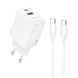 Сетевое зарядное устройство Borofone BN29 Fuente PD30W+QC3.0 (1USB-A/1C)+Type-C to Type-C white
