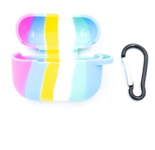 Чохол для AirPods Pro силіконовий Colorfull + карабін pink/blue box