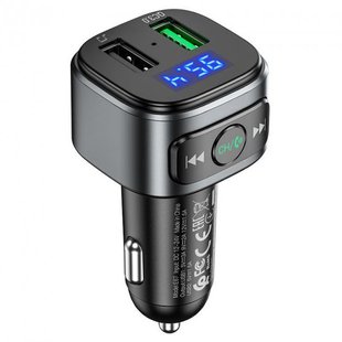 АЗП-FM Модулятор Hoco E67 Fighter car BT-FM transmitter 2USB/QC3.0/BT5.0 black