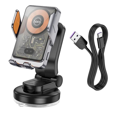Бездротовий АЗП-тримач Hoco HW8 Transparent Discovery Edition wireless fast charging (cente