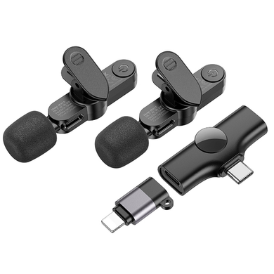 Мікрофон петличний BOROFONE BFK12 Trophy lavalier wireless digital microphone Type-C/Lightnin black