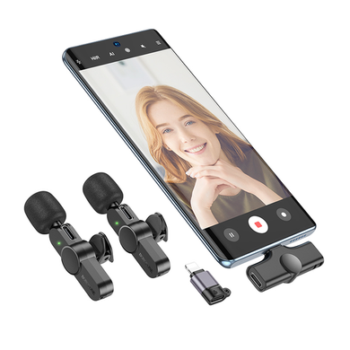 Мікрофон петличний BOROFONE BFK12 Trophy lavalier wireless digital microphone Type-C/Lightnin black