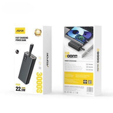 Power Bank Aspor A337 30000mAh PD20W+QC3 22.5W black