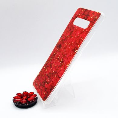 Силиконовый чехол блёстки+popsoket для Samsung S10+ red