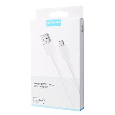 USB кабель Proove Small Silicone Micro 2.4A 1m white