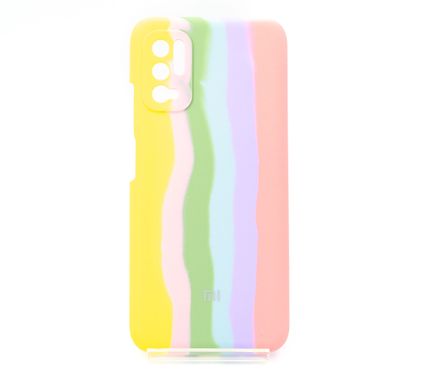 Силіконовий чохол Full Cover для Xiaomi Redmi Note 10 5G/PocoM3Pro5G Rainbow №3 yellow/pink FullCam