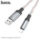 USB кабель Hoco U112 Shine charging data cable Lightning 2.4A/1m gray LED