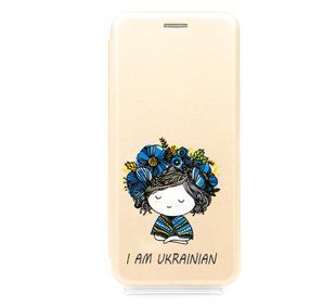 Чехол книжка Original кожа MyPrint для Samsung A22 4G gold (I Am Ukrainian)