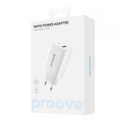 Мережевий зарядний пристрій Proove Rapid 20W 1Type-C + 1usb white