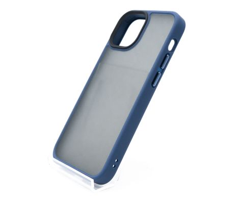 Чохол Shadow Matte Metal buttons для iPhone 13 mini black/blue (PC+TPU)