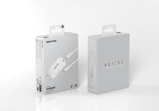 МЗП Senteo S-06C USB-C PD 20W (СЕ сертифікат) Type-C to Type-C white