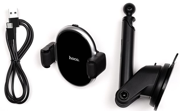 Автодержатель Hoco S12 +Wireless black-silver