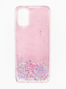 Накладка TPU Star Glitter для Samsung A02S clear pink блискітки