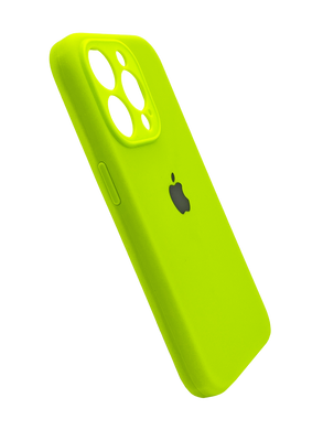 Силіконовий чохол Full Cover для iPhone 15 Pro neon green Full Camera