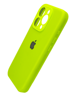 Силіконовий чохол Full Cover для iPhone 15 Pro neon green Full Camera