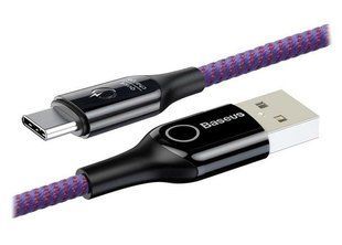 USB кабель Baseus CATCD C-Shaped Light Intelligent Type-C QC 3A/1m purple