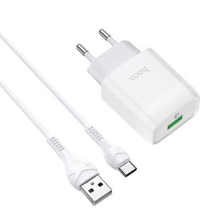 Сетевое зарядное устройство HOCO C72Q Glorious QC3.0 18W 1usb Type-C 1m white