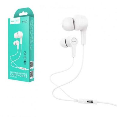 Навушники Hoco M50 Daintiness universal earphones with mic White