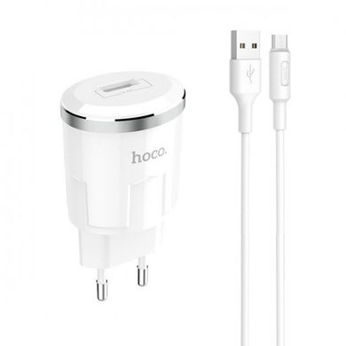 Мереживий зарядний пристрій HOCO C37A 1usb + microCable (EU) white