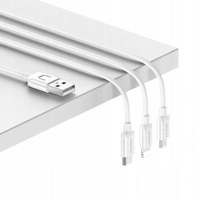 Мережевий зарядний пристрій Usams-LT T18 Single USB Travel Charger(EU)+3IN1 1.2m 2.1A white