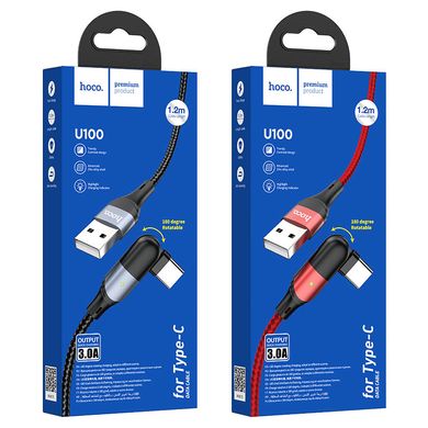 USB кабель Hoco U100 Type-C 3A/1.2m Red