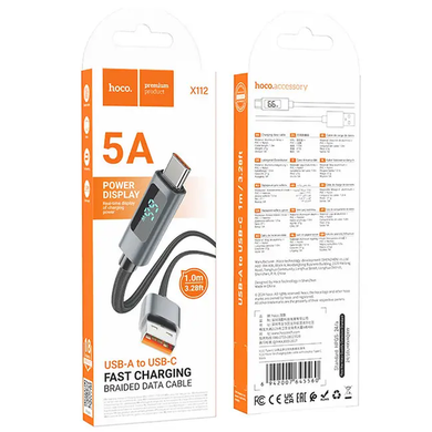 USB кабель Hoco X112 Favor with display USB to Type-C 5A 1m black