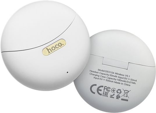 Bluetooth стерео гарнітура HOCO DES10A Tenera Wireless BT TWS white