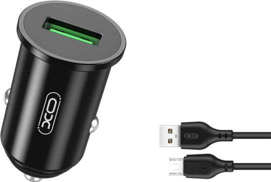 Автомобильное зарядное устройство XO TZ12 QC3.0 (1USB/18W)+ USB MicroUSB black
