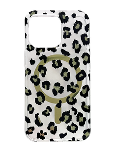 Чехол TPU Candy Leopard with MagSafe для iPhone 15 Pro gold