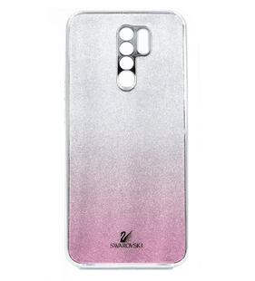 Чехол TPU+Glass для Xiaomi Redmi 9 Swarovski Full Camera pink