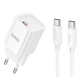 Сетевое зарядное устройство Hoco C148A 1USB-C PD/QC 30W+Type-C to Type-C white