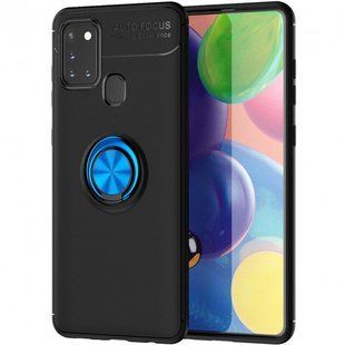 Накладка TPU Deen ColorRing для Samsung A21S под магнитный держатель black/blue