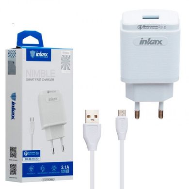 Сетевое зарядное устройство Inkax CD-53 micro QC3.0 3.1A 1usb white