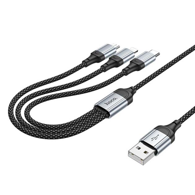 USB кабель Hoco X102 Fresh 3in1 charging data cable Lightning+micro+type-C 2.4A/1m black