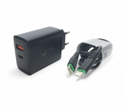 Мережевий зарядний пристрій 4YOU A52 QC3.0 PD22.5W Type-C/Lightning black