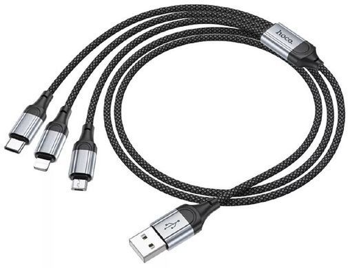 USB кабель Hoco X102 Fresh 3in1 charging data cable Lightning+micro+type-C 2.4A/1m black